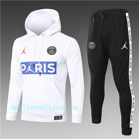Ensemble foot PARIS PARIS PSG Jordan Enfant Survetement à Capuche Blanc LOGO 2020 2021