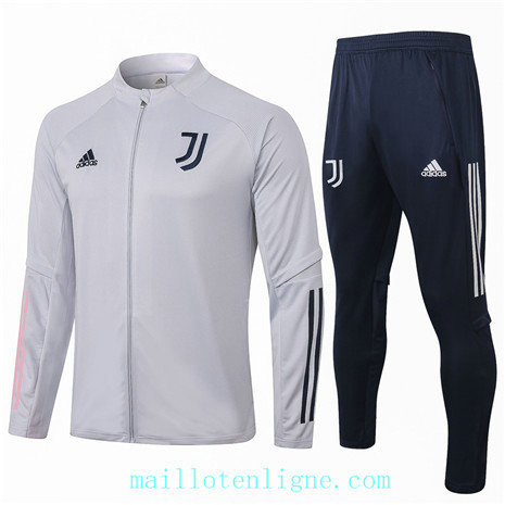 Ensemble foot Juventus Veste Survetement Gris Clair 2020 2021