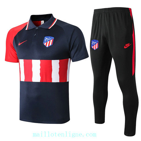 Maillot foot Training Atletico Madrid Polo 2020 2021 Bleu Marine/Rouge/Blanc