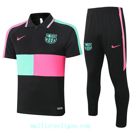 Maillot du Training Barcelone polo 2020 2021 Noir/Vert/Rose