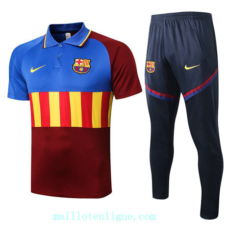 Maillot de foot Training Barcelone POLO 2020 2021 Bleu/Rouge/Jaune