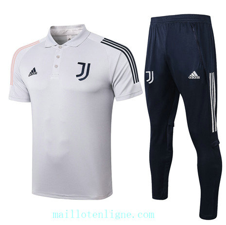 Maillot de foot Training Juventus POLO 2020 2021 Gris Clair