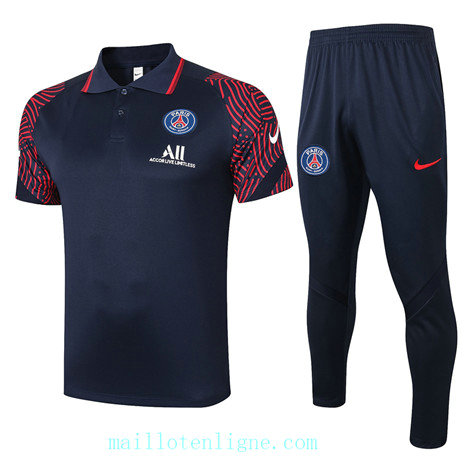 Thai Maillot de Training PSG polo 2020 2021 Bleu Marine/Rouge