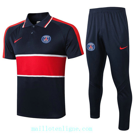 Maillot de foot Training PSG polo 2020 2021 Bleu Marine/Rouge