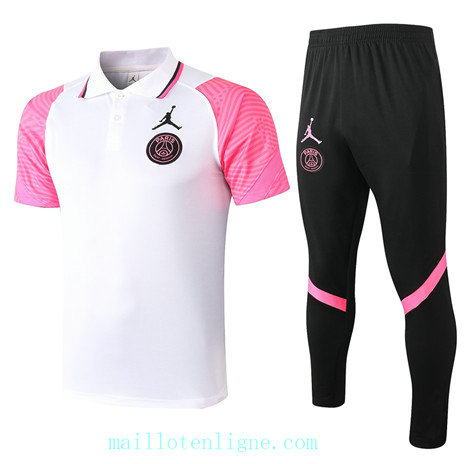 Maillot foot Training Jordan PSG polo 2020 2021 Blanc/Rose