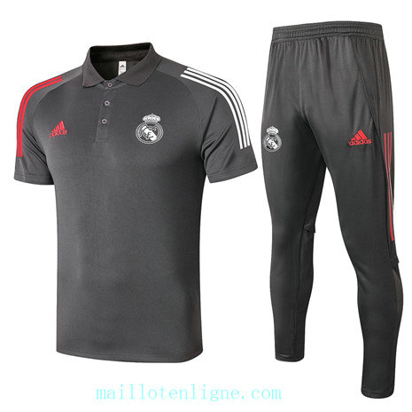 Thai Maillot de Training Real Madrid POLO 2020 2021 Gris foncé