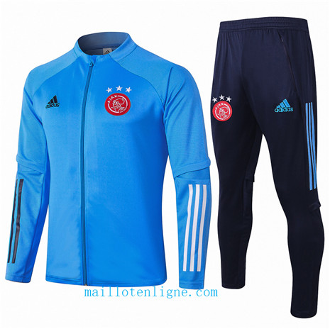 Thai Ensemble foot AFC Ajax Veste Survetement Bleu Clair 2020 2021