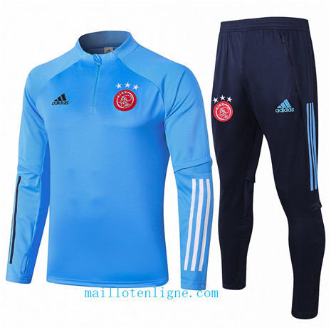 Thai Ensemble foot AFC Ajax Survetement Bleu Clair 2020 2021