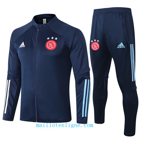 Thai Ensemble foot AFC Ajax Veste Survetement Bleu Marine 2020 2021