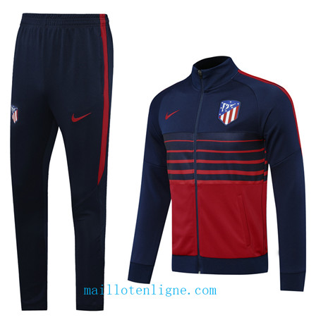 Thai Ensemble foot Atletico Madrid Veste Survetement Bleu Marine/Rouge 2020 2021