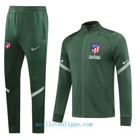 Thai Ensemble foot Atletico Madrid Veste Survetement Vert 2020 2021