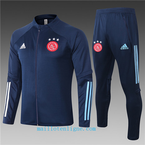 Thai Ensemble foot AFC Ajax Enfant Veste Survetement Bleu Marine 2020 2021