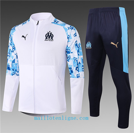 Thai Ensemble foot Marseille Enfant Veste Survetement Blanc 2020 2021