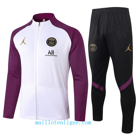 Thai Ensemble foot Jordan Veste Survetement Blanc/Violet 2020 2021