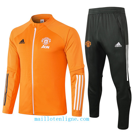 Thai Ensemble foot Manchester United Veste Survetement Orange 2020 2021