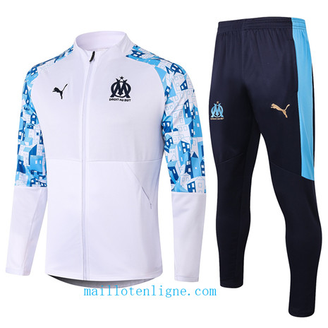 Thai Ensemble foot Marseille Veste Survetement Blanc 2020 2021