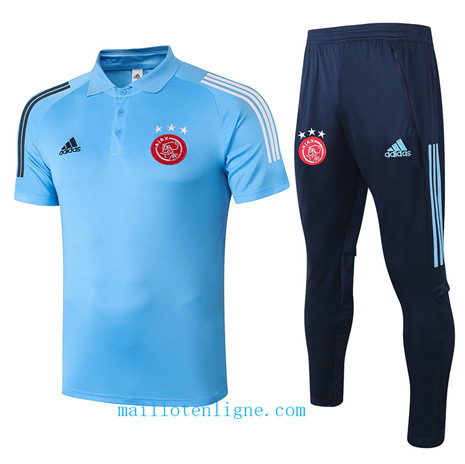 Thai Maillot Training POLO AFC Ajax Bleu Clair 2020 2021