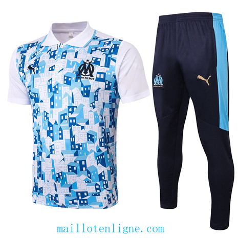 Thai Maillot Training POLO Marseille Blanc/Bleu 2020 2021