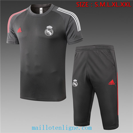 Thai Maillot Training Real Madrid 3/4 Gris foncé 2020 2021