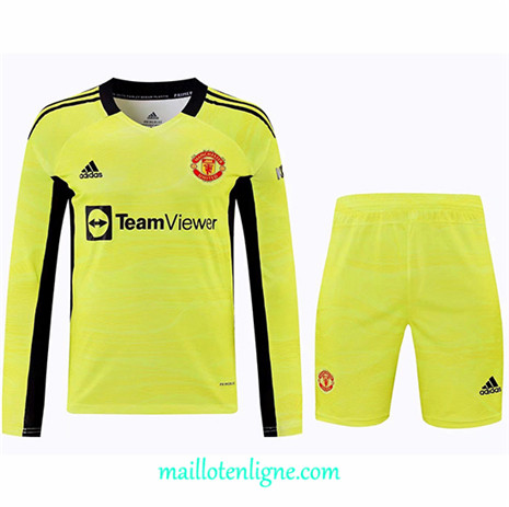 Thai Maillot Manchester United + short Manche Longue Jaune 2021 2022