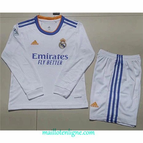 Thai Maillot Real Madrid Enfant Domicile Manche Longue 2021 2022