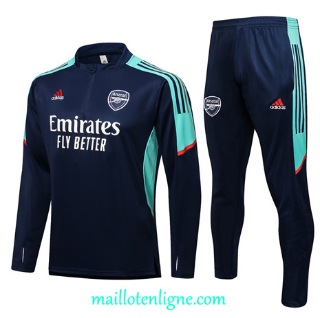 Thai Ensemble foot Arsenal Survetement Bleu Marine/Vert 2021 2022