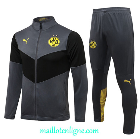 Thai Ensemble foot Borussia Dortmund Veste Survetement Gris foncé Col Haut 2021 2022