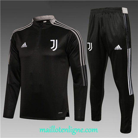 Thai Ensemble foot Juventus Enfant Survetement Noir 2021 2022