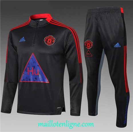 Thai Ensemble foot Manchester United Enfant Survetement Gris foncé/Rouge 2021 2022