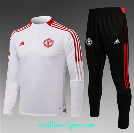 Thai Ensemble foot Manchester United Enfant Survetement Blanc 2021 2022