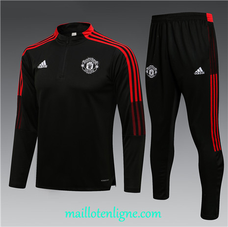 Thai Ensemble foot Manchester United Enfant Survetement Noir/Rouge 2021 2022