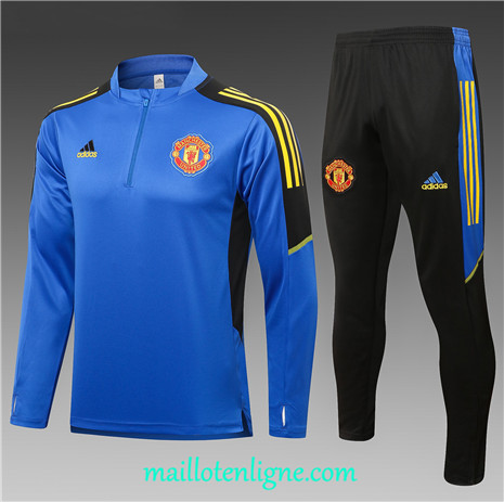 Thai Ensemble foot Manchester United Enfant Survetement champions league Bleu 2021 2022