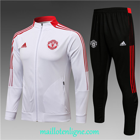 Thai Ensemble foot Manchester United Enfant Veste Survetement Blanc 2021 2022