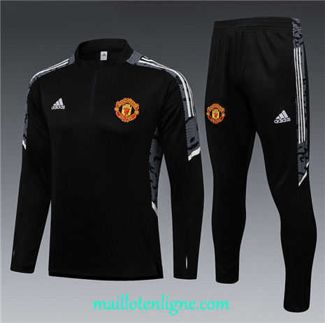 Thai Ensemble foot Manchester United Enfant Survetement Noir 2021 2022