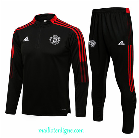 Thai Ensemble foot Manchester United Survetement Noir/Rouge 2021 2022