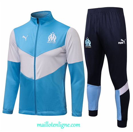 Thai Ensemble foot Marseille Veste Survetement Bleu Clair/Blanc 2021 2022