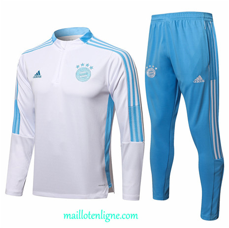 Thai Ensemble foot 2021 2022 Survetement Real Madrid Blanc/Bleu