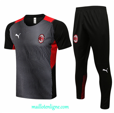 Thai Maillot Ensemble AC Milan Training Gris/Noir 2021 2022