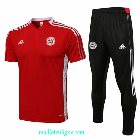 Thai Maillot Ensemble Polo Bayern Munich Training Rouge 2021 2022