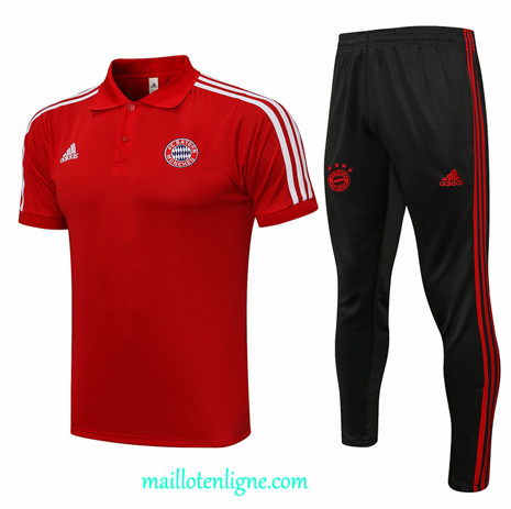 Thai Maillot Ensemble Polo Bayern Munich Training Rouge/Blanc 2021 2022