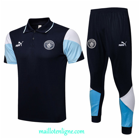 Thai Maillot Ensemble Polo Manchester City Training Bleu Marine 2021 2022