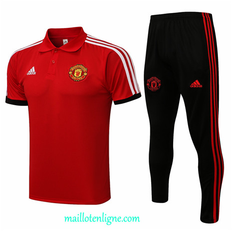 Thai Maillot Ensemble Polo Manchester United Training Rouge/Blanc 2021 2022