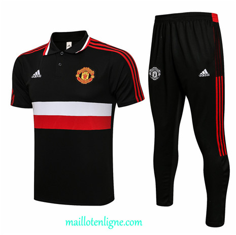 Thai Maillot Ensemble Training Polo Manchester United Noir/Rouge/Blanc 2021 2022