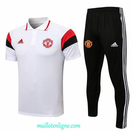 Thai Maillot Ensemble Manchester United Training Polo Blanc/Noir/Rouge 2021 2022