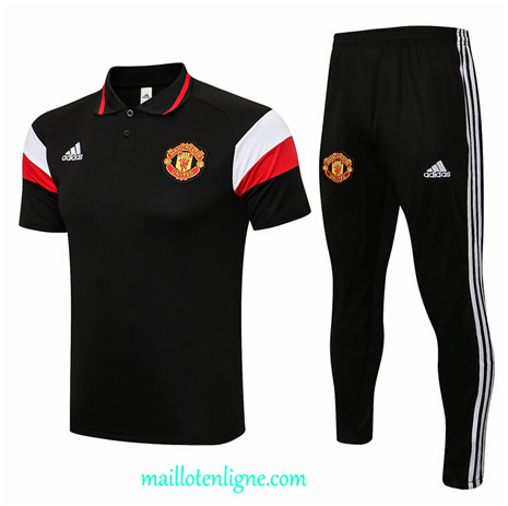 Thai Maillot Ensemble Polo Manchester United Training Noir/Rouge/Blanc 2021 2022