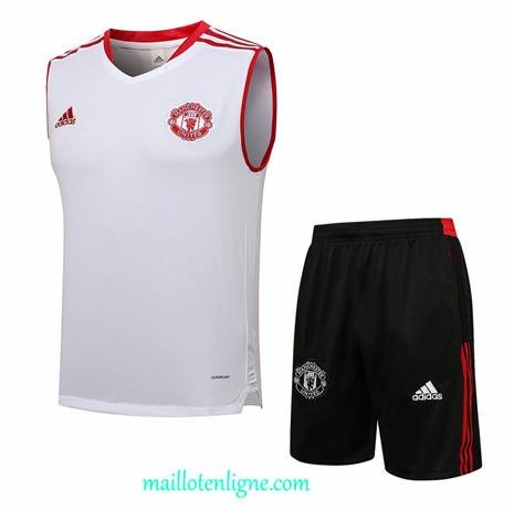 Thai Maillot Ensemble Manchester United Veste Training Blanc/Rouge 2021 2022