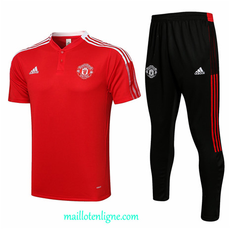 Thai Maillot Ensemble Manchester United POLO Training Rouge/Blanc 2021 2022