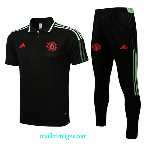 Thai Maillot Ensemble POLO Manchester United Training Noir/Vert 2021 2022