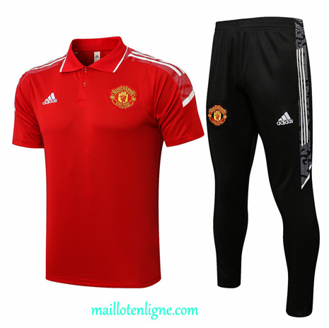 Thai Maillot Ensemble POLO Manchester United Training champions league Rouge/Blanc 2021 2022