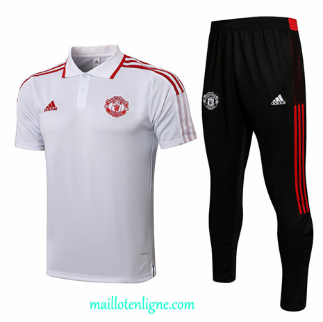 Thai Maillot Ensemble POLO Manchester United Training Blanc/Rouge 2021 2022